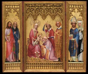 Anbetung der Könige, St. Severus und St. Walburga, St. Jakob und St. Philipp, ca. 1410