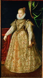 Anna Katharina Gonzaga, zweite Frau von Erzherzog Ferdinand II. von Tirol, in ihrem Hochzeitskleid