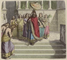 Assyrischer König und sein Gefolge