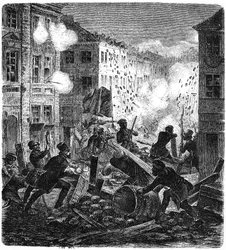 Barrikaden in Berlin während der Deutschen Revolution 1848