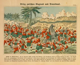Schlacht am Modder River im Burenkrieg, 11. Dezember 1899, Flugblatt veröffentlicht von C. Burckhardt, Weissenburg, 1899