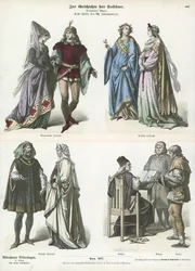 Burgundische und deutsche Kostüme, erste Hälfte des 15. Jahrhunderts