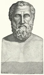Büste des antiken griechischen Dichters Archilochos (Stich)