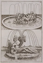 Brunnen, aus Architectura Curiosa Nova von Georg Andreas Böckler (1617-85), veröffentlicht 1704