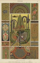 Indisch, Metallarbeit, Stickerei, Weberei und Malerei