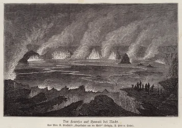 See aus geschmolzener Lava bei Nacht, Hawaii