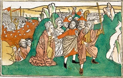 Moses im Roten Meer, Szene in der Nürnberger Bibel