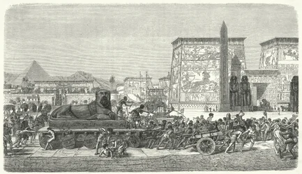 Transport einer Statue im alten Ägypten