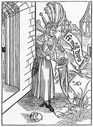 Von der Arroganz und dem Stolz der ungehobelten Männer vom Land, Illustration aus Alexander Barclays englischer Übersetzung von 