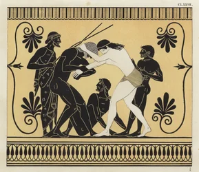 Peleus und Atalanta ringen