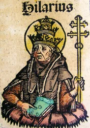 Porträt von Papst Hilarius, veröffentlicht in der Nürnberger Chronik, 1493