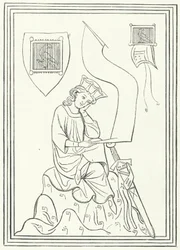 Porträt des mittelhochdeutschen Lyrikers Walther von der Vogelweide aus dem Codex Manesse (Stich)