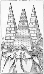 Pyramiden von Ägypten, Illustration aus Cosmographie Universelle von Sebastien Munster (1488-1552) Basel, veröffentlicht 1554