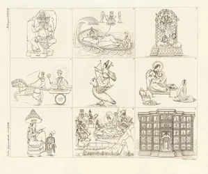 Einige Beschreibungen aus der indischen Mythologie (farbige Gravur)