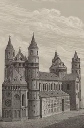Dom St. Peter, die Kathedrale in Worms, Deutschland (Lithografie)