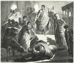 Tarquinius Superbus ermordet seinen Schwiegervater Servius Tullius, um den römischen Thron zu beanspruchen