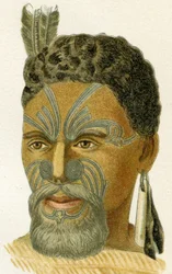 Tätowiertes Gesicht eines Maori-Häuptlings, 1894