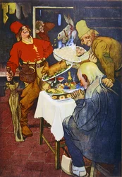 Der magische Tisch und der goldene Esel, Illustration eines Märchens der Brüder Grimm
