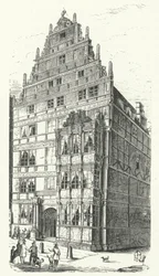 Das Haus des deutschen Universalgelehrten Gottfried Wilhelm Leibniz in Hannover (Stich)