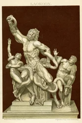 Die Statue von Laokoon und seine Söhne um 1890 (Farblithographie)