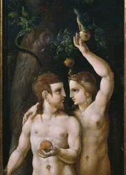Triptychon der Schöpfung, Adam und Eva, linkes Panel (Detail)