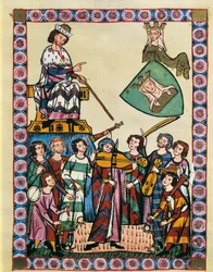 Troubadoure vor dem Kaiser von Deutschland und seinem Hof, aus dem 