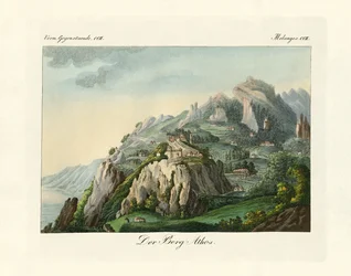 Ansicht des Berges Athos (Farbstich)