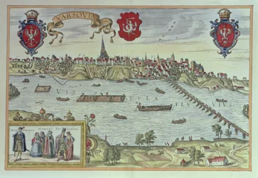 Ansicht der Stadt Warschau am Fluss Weichsel, aus 