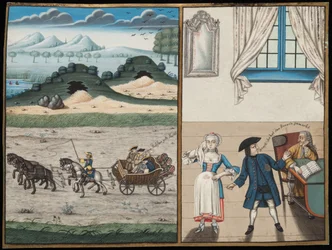 Wagenszene und ein Geldverleiher