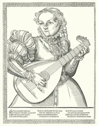Frau, die eine Laute spielt