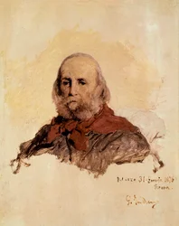 Italienische Einheit: Porträt von Giuseppe Garibaldi (1807-1882), italienischer Patriot. Werk von Gerolamo (Girolamo) Induno (1825-1890)