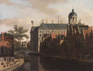 Amsterdam, der Blumenmarkt zum Rathaus gesehen