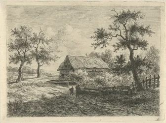 Landschaft mit zwei Figuren auf dem Weg