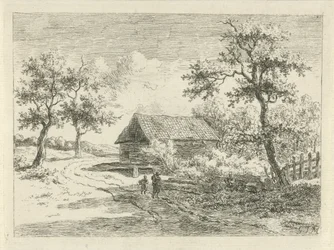 Landschaft mit zwei Figuren auf dem Weg