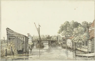 Ansicht des Ringdeichs auf die Schulpbrücke, Blick auf die Utrechter Seite der Amstel