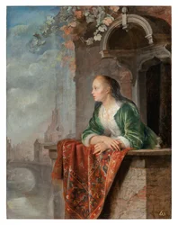 Junge Dame auf einem Balkon, um 1664