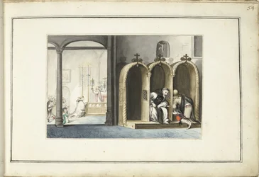 Kircheninneres mit Beichtstuhl