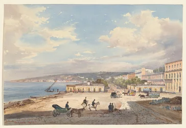 Blick von Posillipo nach Norden, eine von vier kleinen Ansichten von Neapel aus einem Album Amicorum