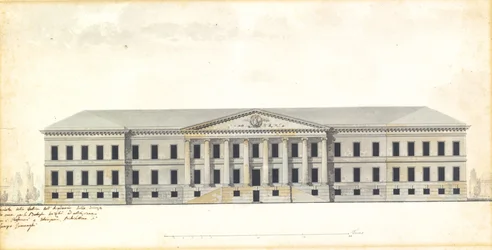 Erhebung der Fassade der Akademie der Wissenschaften in St. Petersburg