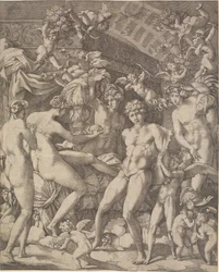 Venus und Mars mit Amoretten und drei Grazien