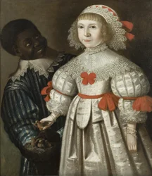 Tochter von Florence Poulett und Thomas Smyth aus Ashton Court mit ihrem Schwarzen Pagen, um 1640