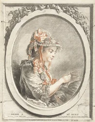 Lesende Frau im Oval