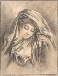 Junge Frau mit bedecktem Kopf