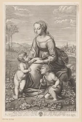 Maria mit Kind und Johannes dem Täufer in einer Weidelandschaft