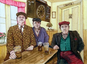 Drei Männer in einem Pub, 1984