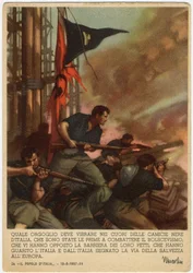 Faschismus: Propagandapostkarte illustriert von Gino Boccasil
