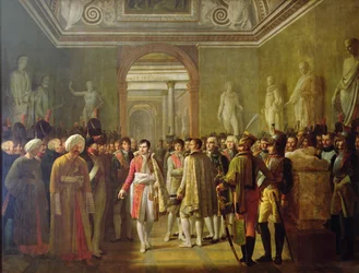 Kaiser Napoleon I. (1769-1821) empfängt nach seiner Krönung am 8. Dezember Angehörige der Armee