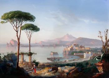 Blick auf die Bucht von Pozzuoli mit Capo Miseno und Ischia im Hintergrund