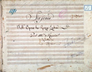Erste Seite der Partitur der Symphonie in La gazza ladra (Die diebische Elster) von Gioacchino Rossini