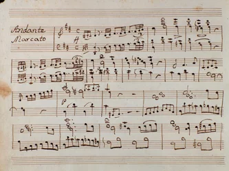 Erste Seite der Partitur der reduzierten Symphonie für Klavier von Tancredi, Oper von Gioacchino Rossini